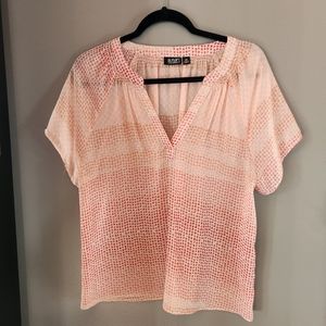 A.N.A A New Approach Petites Orange Tunic V Neck Short Sleeves PM